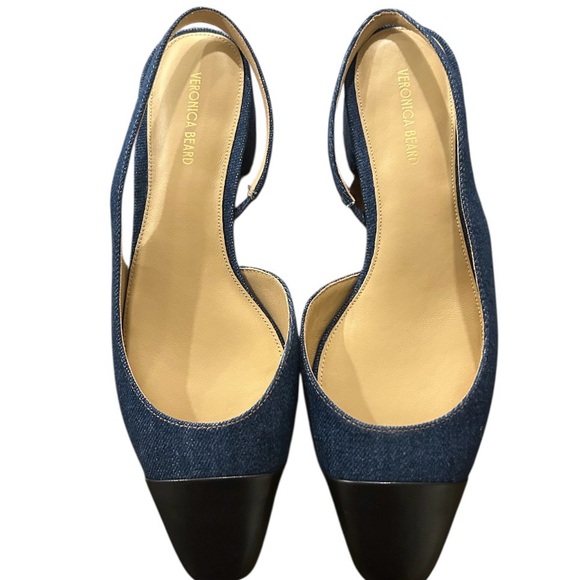 Veronica Beard Half d’Orsay Slingback Pumps Mountain Blue Black 375.00 Size 7.5 - Picture 4 of 10